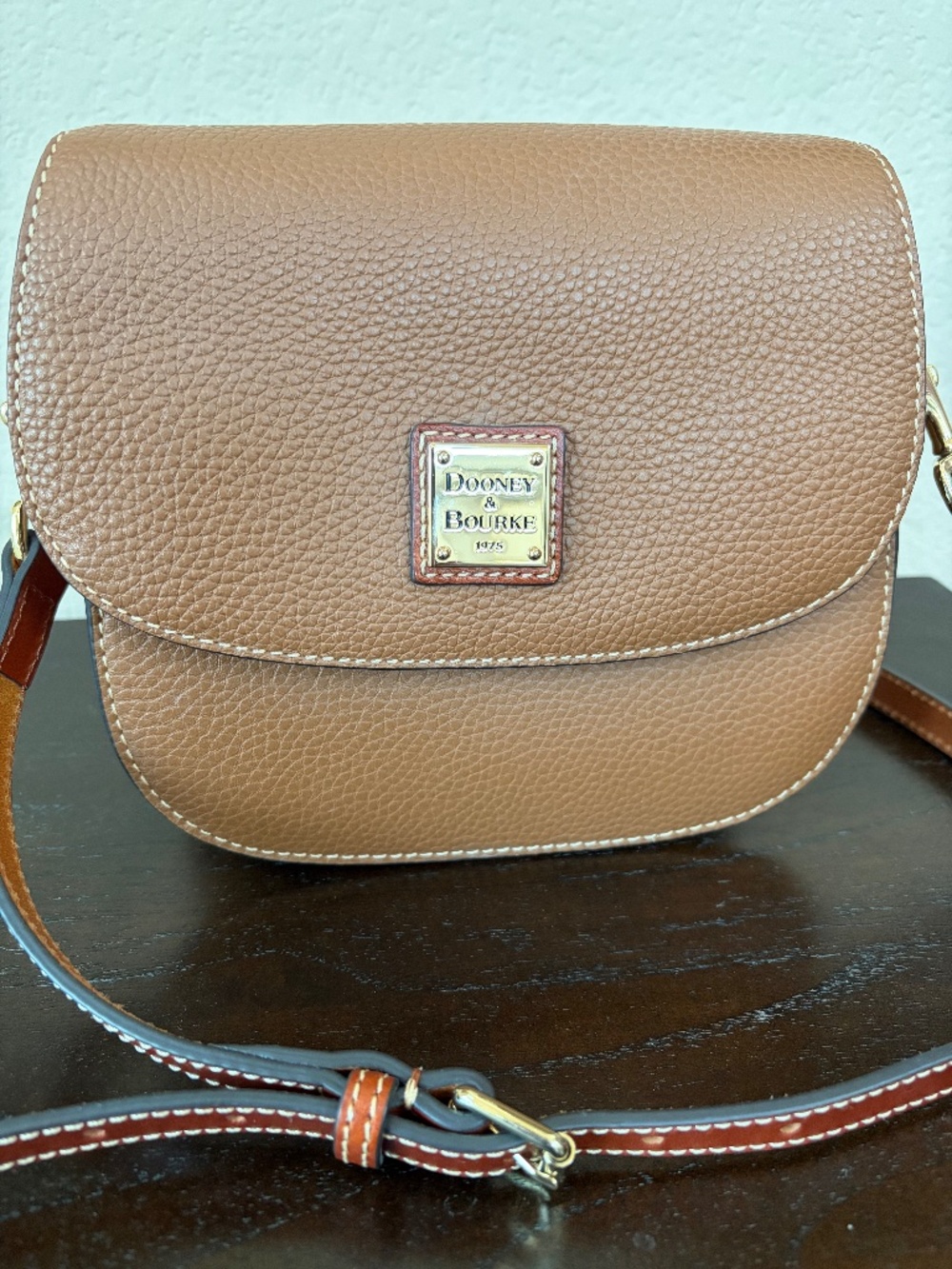 Dooney & Bourke Brown Pebble Leather Flap Crossbody Bag